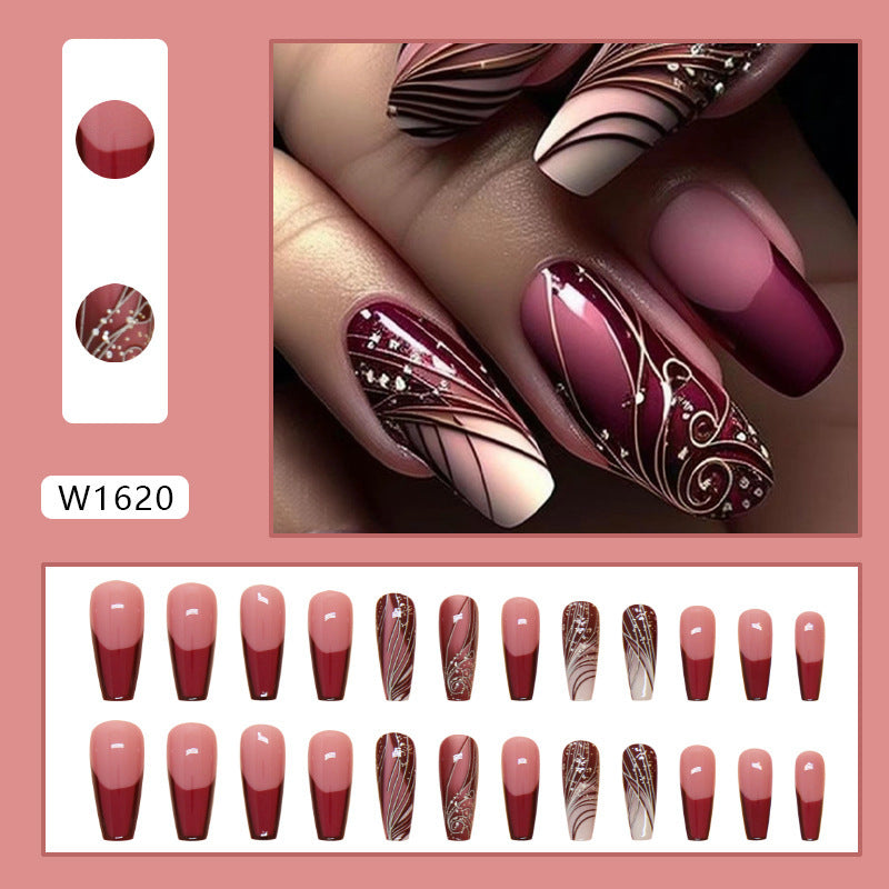Trendy Line Design Press-On Nails – Easy Wear & Removable Nail Stickers