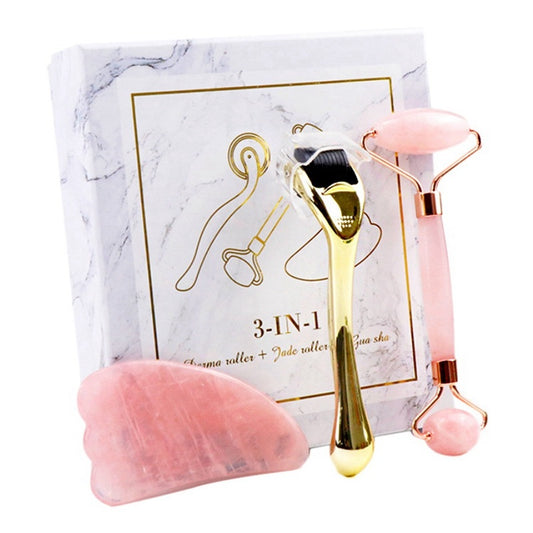 Micro-Needle Powder Crystal Roller & Jade Gua Sha Face Massage Set