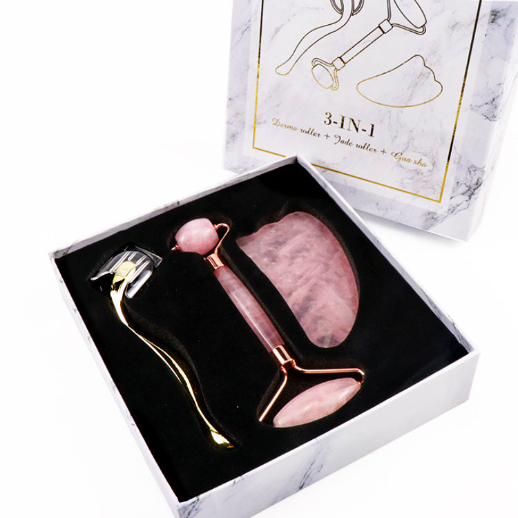Micro-Needle Powder Crystal Roller & Jade Gua Sha Face Massage Set