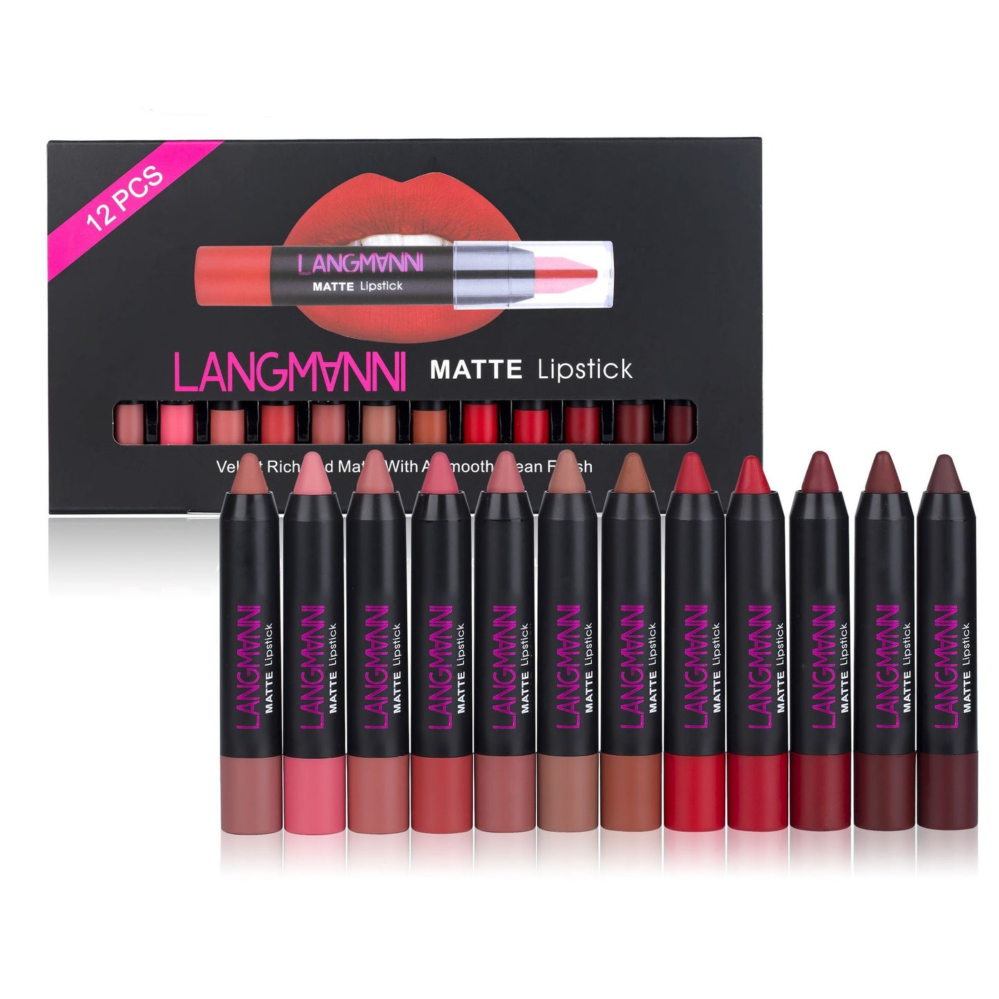 LANGMANNI Premium 12-Piece Lipstick Collection