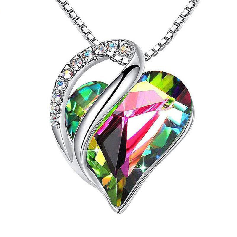 925 Sterling Silver Heart Pendant Necklace – Elegant Geometric Clavicle Chain for Women
