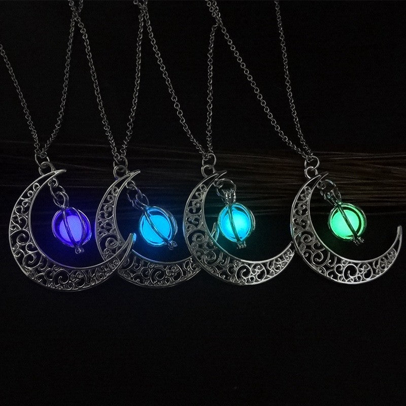 Moonlight Glow Pendant Necklace – Natural Luminous Stone Healing Jewellery for Women