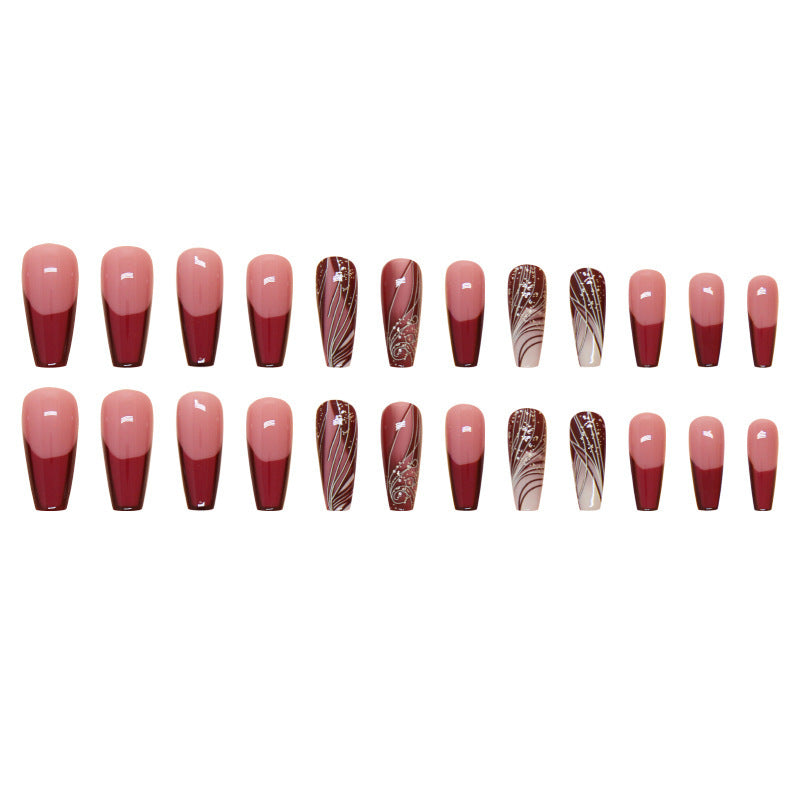 Trendy Line Design Press-On Nails – Easy Wear & Removable Nail Stickers