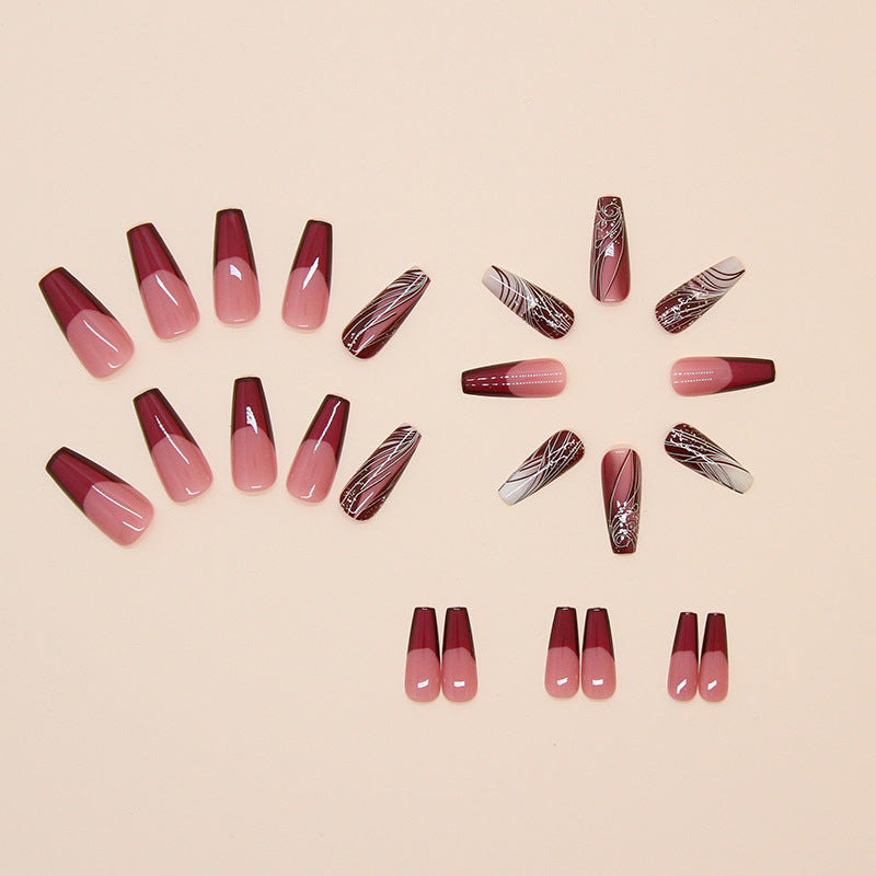 Trendy Line Design Press-On Nails – Easy Wear & Removable Nail Stickers