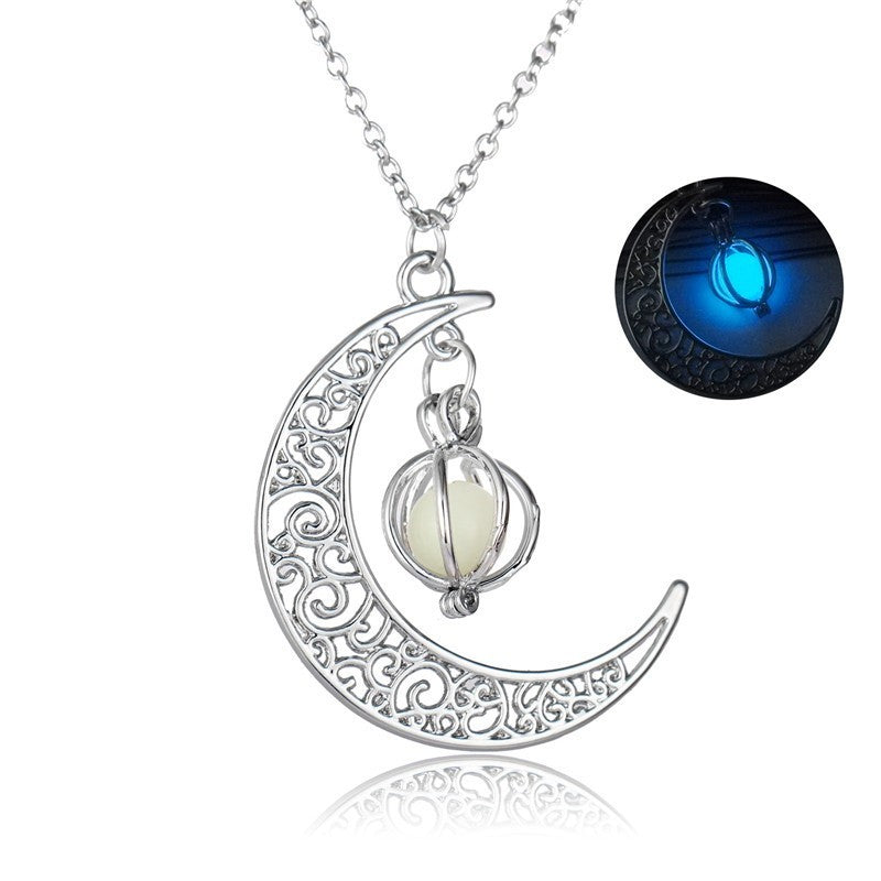 Moonlight Glow Pendant Necklace – Natural Luminous Stone Healing Jewellery for Women