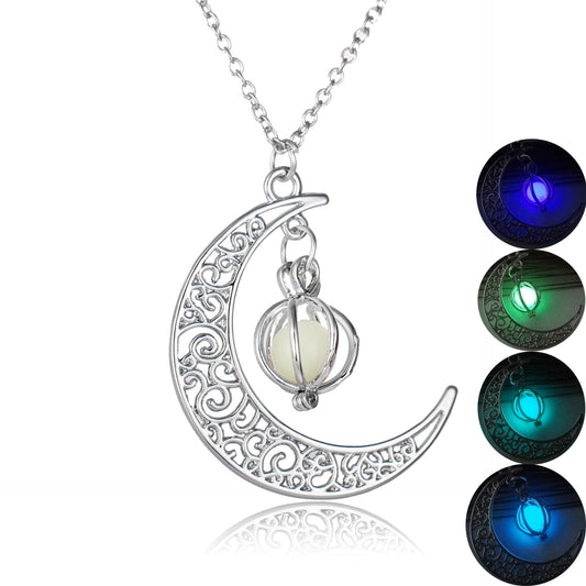 Moonlight Glow Pendant Necklace – Natural Luminous Stone Healing Jewellery for Women