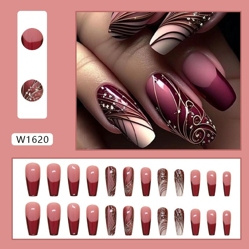 Trendy Line Design Press-On Nails – Easy Wear & Removable Nail Stickers